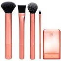 Real Techniques Flawless Base Brush Set With Ultra Plush Custom Cut Synthetic Bristles and Extended Aluminum Ferrules to Build Coverage for Every