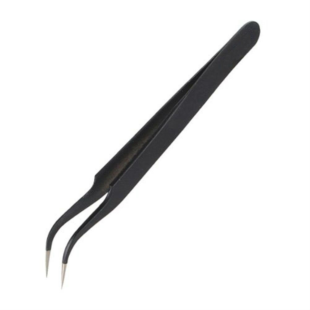AKOAK 4 Pcs ESD Tweezers Set Anti-Static Tweezers Stainless Steel Tweezers for Eyelash Extension,Electronics, Jewelry-making - Straight and Curved Tip
