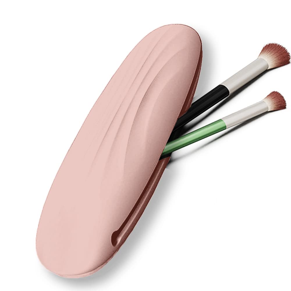 JEWYOCO Travel Makeup Brush Holder Silicon Trendy Portable Soft Sleek Cosmetic Face Makeup Tools Organizer Container Small Case for Travel (BRUSHES