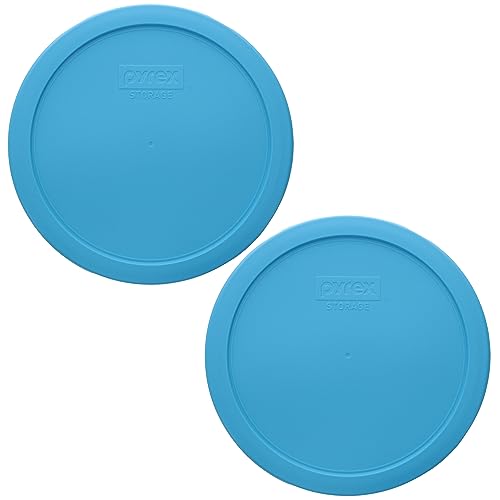 Pyrex 7402-PC 6/7-Cup Bright Blue Pantone Food Storage Replacement Lid (2 Pack) - Made in USA