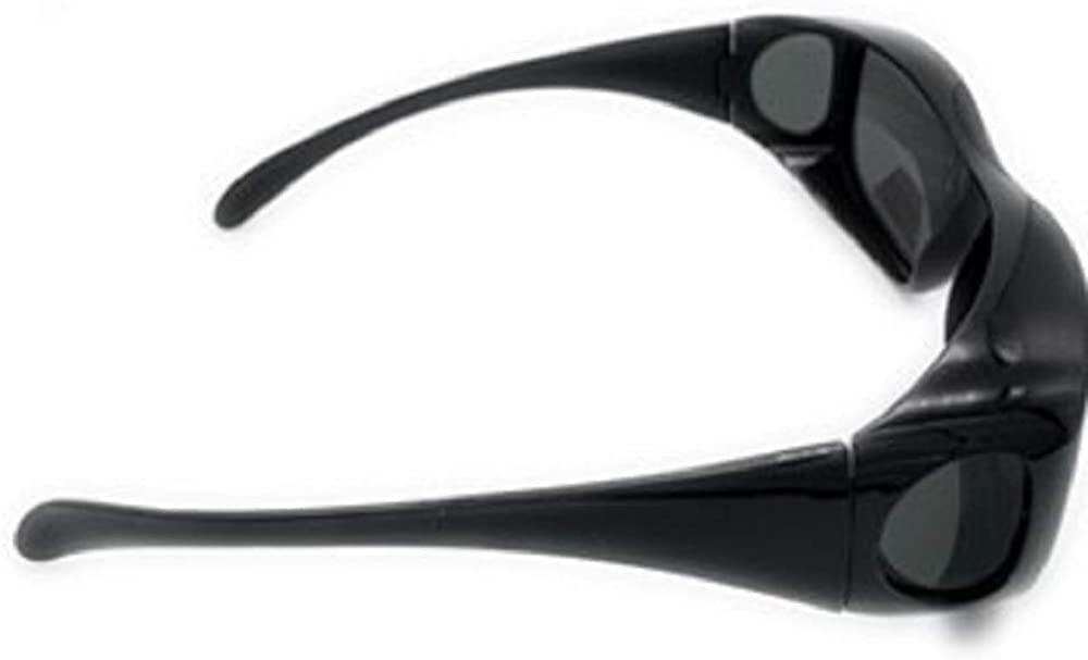 Polarized Fit Over Wear Over Reading Glasses Sunglasses, Size Large (Black 43299, Smoke)