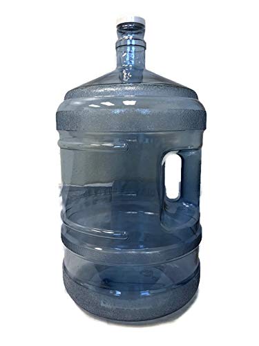 AquaNation 5 Gallon Food Grade Safe Plastic Reusable Water Bottle Jug Canteen Container with 48mm Screw On Top Lid with Handle (Made in USA)