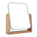 YYPDC Makeup Mirror with Natural Bamboo Stand, 1X/3X Magnification Double Sided 360 Degree Swivel Magnifying Mirror,Vanity Table,Office Desk,Room