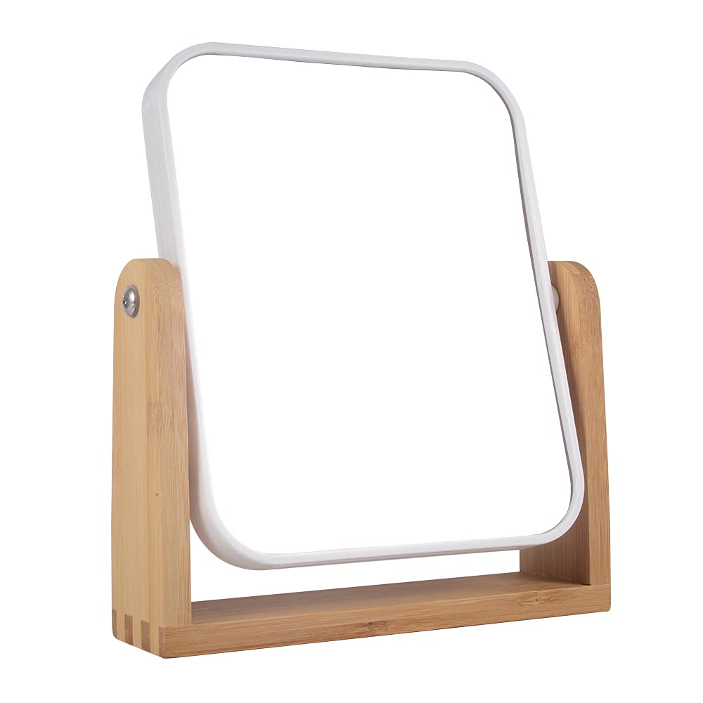 YYPDC Makeup Mirror with Natural Bamboo Stand, 1X/3X Magnification Double Sided 360 Degree Swivel Magnifying Mirror,Vanity Table,Office Desk,Room