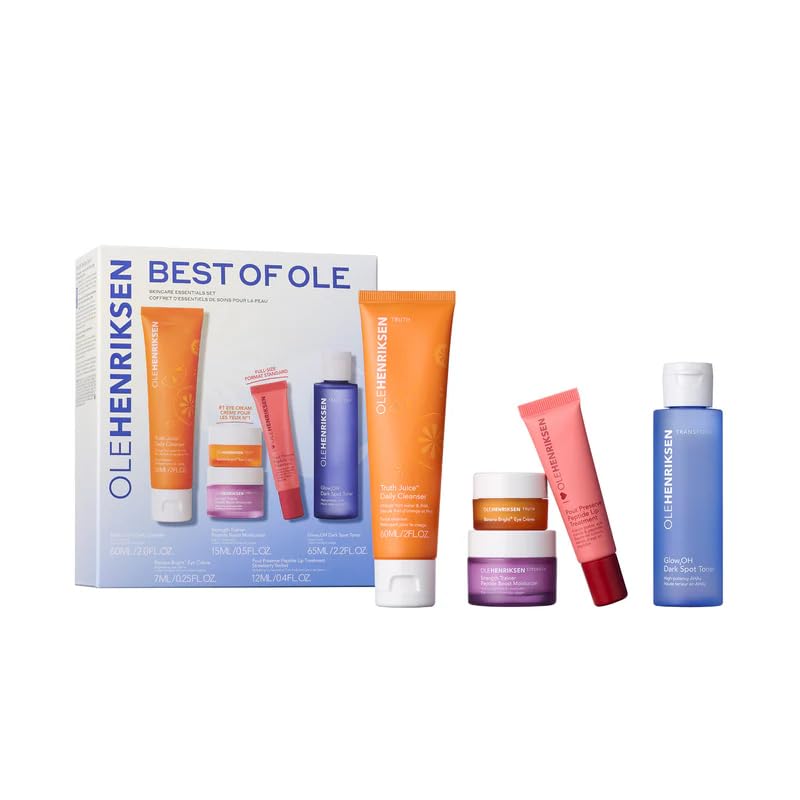 Ole Henriksen Best of Ole Skincare Essentials Set, 5-Piece Kit with Cleanser, Eye Cream, Moisturizer, Lip Treatment, and Toner