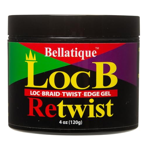 Loc B Retwist Loc, Braid, Twist, Edge Gel for Natural, Relaxed, Dry, Dull, & Brittle Hair (4 oz)