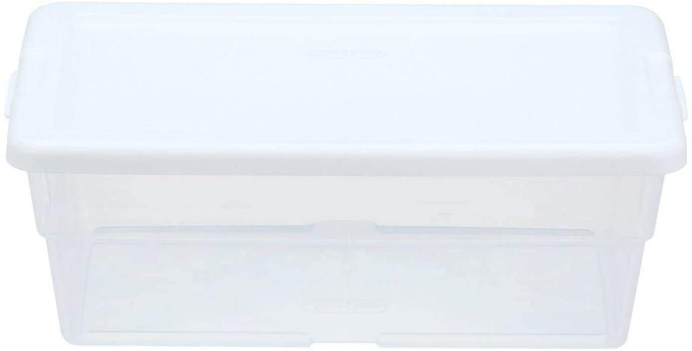 Sterilite 16428012 6 Quart/5.7 Liter Storage Box, White Lid with Clear Base (Pack of 6)