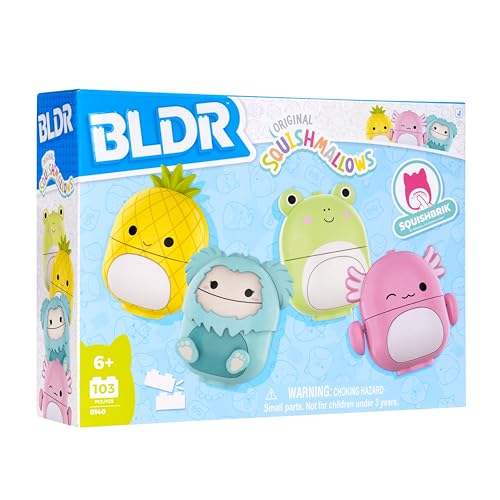 BLDR Squishmallows Buildable Figure Multipack - Maui Pineapple, Joelle Bigfoot, Wendy Frog & Archie Axolotl - Collectible Toy for Fans Ages 8+, 0140