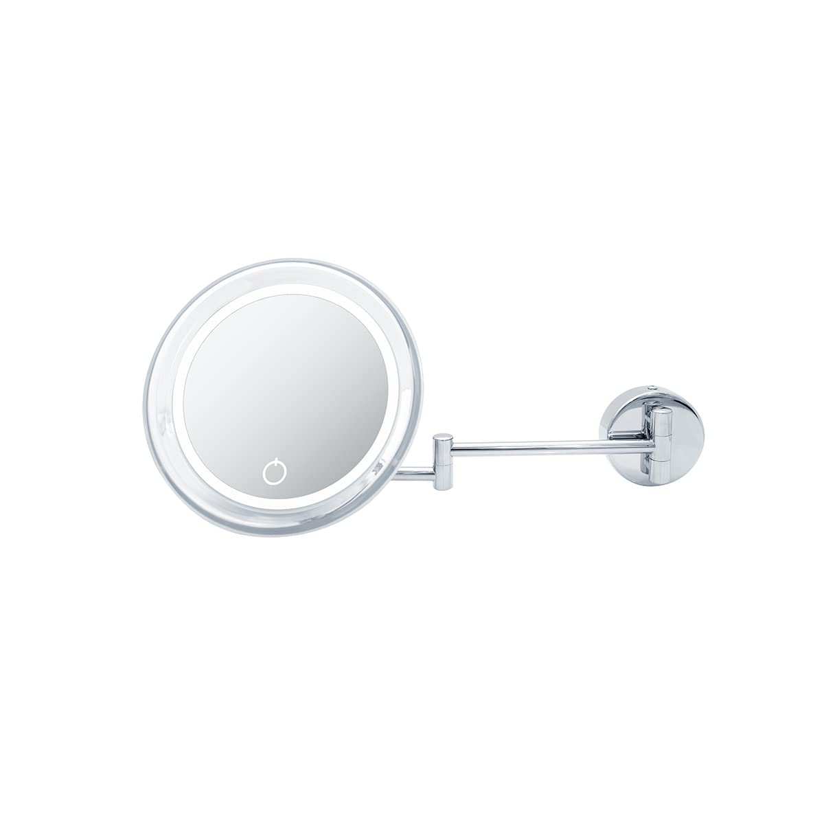 WS Bath Collections Beauty 300T Beauty 18" W x 3-1/8" H Modern Circular Framed Makeup Wall Mirror with LED Lighting - Polished Chrome Beauty and Personal Care WS Bath Collections