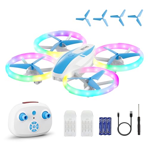 Mini Drone for Kids and Beginners with Fancy LED & Altitude Hold,Birthday Gift for Boys Girls,RC Drone with Propeller Protection,360°Flips,3 Speed…