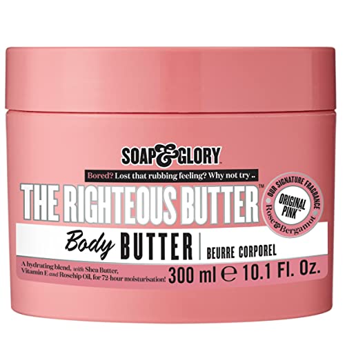 Soap & Glory The Righteous Body Butter - Hydrating Body Moisturizer for Dry Skin with Shea Butter, Vitamin E & Aloe Vera - Rich Lotion for Women