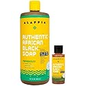 Alaffia Authentic African Black Soap Variety 2-Pack - All-In-One Liquid Soap, Travel-Size Eucalyptus Tea Tree + Full-Size Peppermint Body Wash, Face