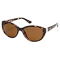 Harley-Davidson Women’s Pilot Sunglasses - Dark Havana Aviator Frame with Brown Lenses & Pink Rhinestone Temple, 100% UV Protection