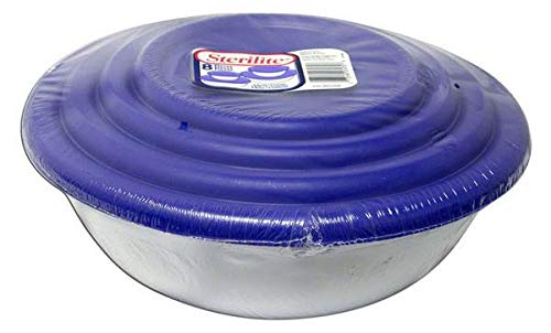 Sterilite plastic 8 Piece Covered Set Bowl, Multisize, White & Blue,2.5 liters
