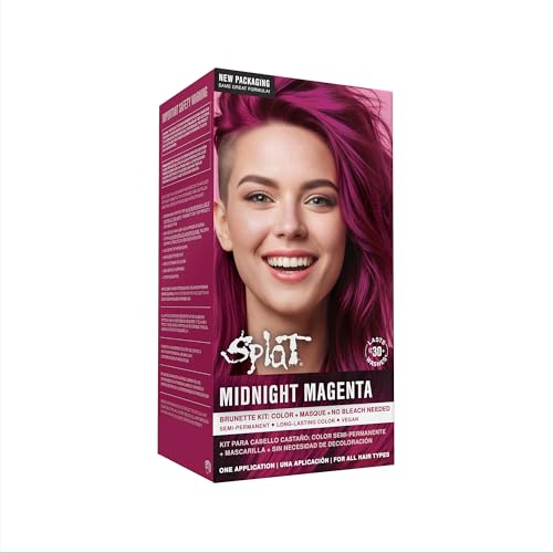 Splat Midnight Magenta Semi Permanent Hair Dye Kit, 1 Application, Includes Deep Reconstructor Conditioner, Lasts 30 Washes, No Bleach Required, Vegan