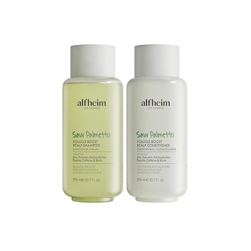 ALFHEIM Saw Palmetto Shampoo & Conditioner Set - Advanced Scalp Care System for Thicker, Fuller-Looking Hair | Deep Cleanse, Balance & Nourish |