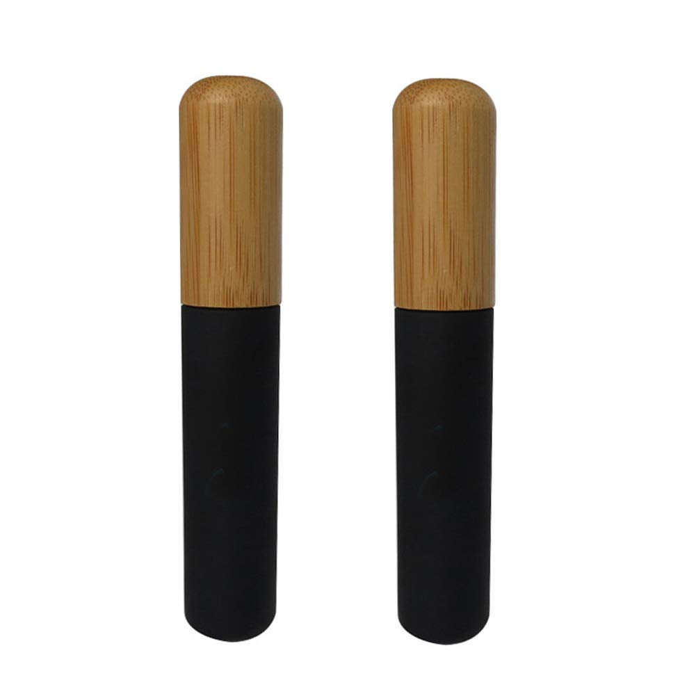 mollensiuer 2Pcs 6ml Refillable Empty Mascara Tube Bottles Vials Black Reusable Eyelash Cream Container Bottle with Eyelash Wand and Bamboo Cap