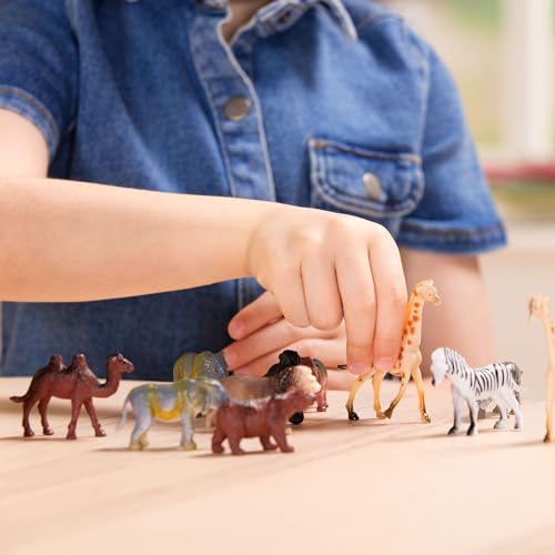 Terra by Battat 60 Pcs Wild Creatures Tube – Mini Animal Figurines with Lion, Tiger, Hippo, Bear & More – Safari Educational Toys for Kids 3+