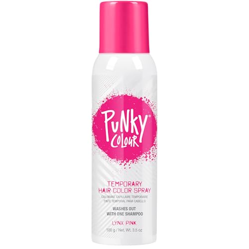 Punky Temporary Hair Color Spray, Lynx Pink - Instant Hair-Dye Mist, Fast Drying Non-Damaging Wash Out Tint for Salon Style Highlights, 3.5 oz