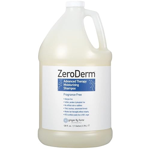 Ginger Lily Farms Botanicals ZeroDerm Advanced Therapy Moisturizing Shampoo for All Hair Types, 100% Vegan & Cruelty-Free, Fragrance Free, 1 Gallon