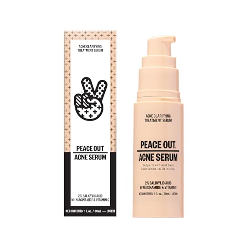 PEACE OUT Skincare Acne Serum. Daily Multi-Benefit Face Serum with 2% Salicylic Acid to Target Pimples, Zits, Blemishes and Breakouts