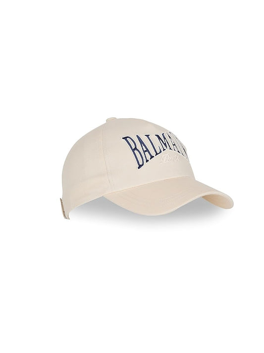 Balmain, College Emblem Cotton Baseball Cap, Natural Marine