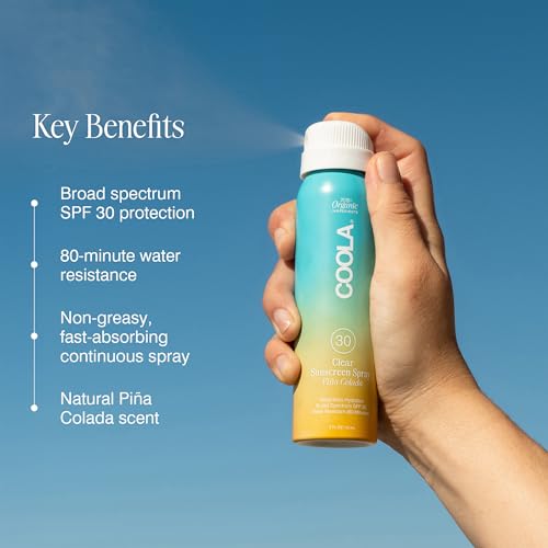 COOLA Organic Sunscreen SPF 30 Sunblock Spray, Dermatologist Tested Skin Care for Daily Protection, Vegan and Gluten Free, Piña Colada, Travel Size, 2