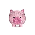 G6 COLLECTION Pig Rattan Storage Basket With Lid Decorative Bin Home Decor Hand Woven Shelf Organizer Cute Handmade Handcrafted Nursery Gift Animal…