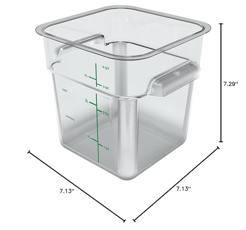 Carlisle FoodService Products Squares Square Food Storage Container with Stackable Design for Catering, Buffets, Restaurants, Polycarbonate (Pc), 4…