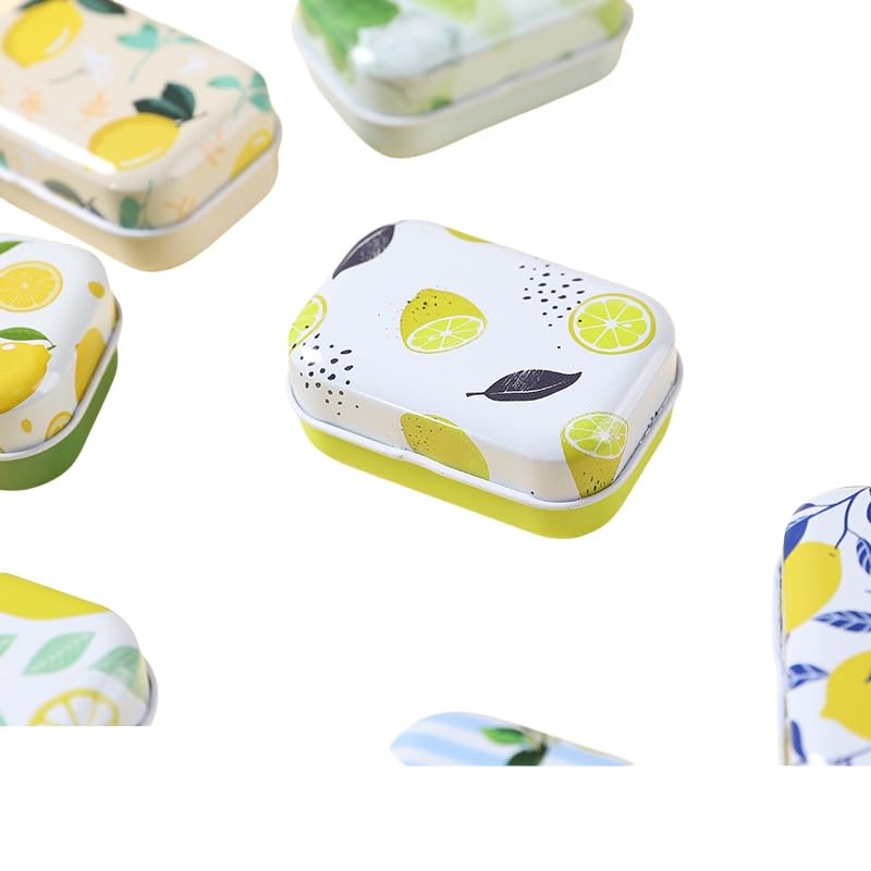 CCUUHJ 8Pcs Mini Lemon Tin Trinket Jewelry Organizer Storage Box Decorative Lime Boxes Small Metal Tins with Hinged Lids Portable Box Containers Gift…