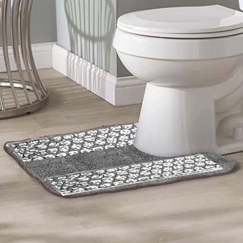 Zahari Home Sinatra Bath Rug Contour Contemporary Decorative Beautiful Design Size 24" x 21", Silver