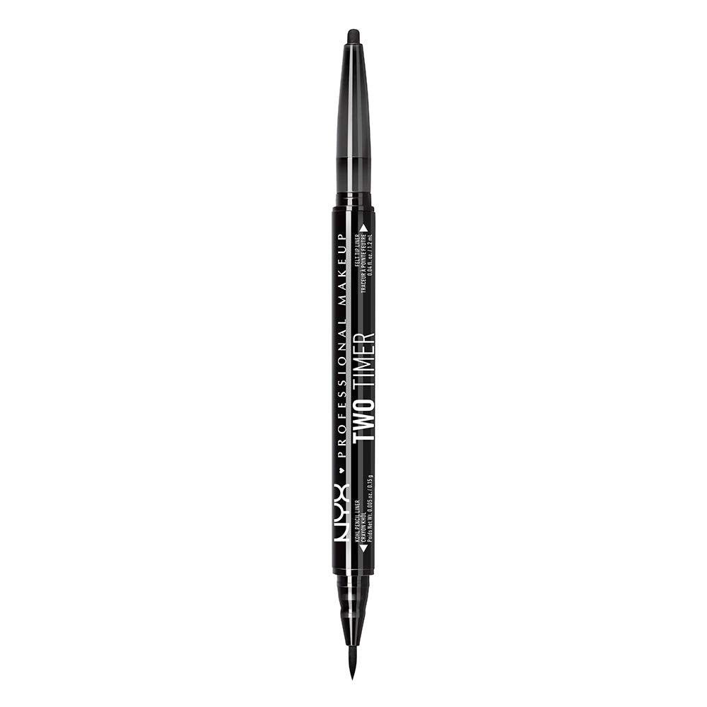 NYX PROFESSIONAL MAKEUP Two-Timer Dual Ended Eyeliner, Eyeliner Pencil, Jet Black