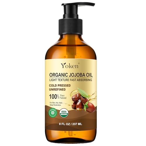 Yoken Organic Jojoba Oil in Glass Bottle 8oz, USDA Organic for Hair & Skin Beauty and Personal Care Yoken Default Title
