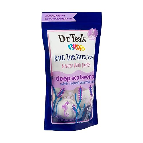 Dr Teal's Ultra Moisturizing Kids Bath Time Fizzie Fun Scented Bath Bombs Deep Sea Lavender with Natural Essential Oils (Unisex) 1.6 Oz