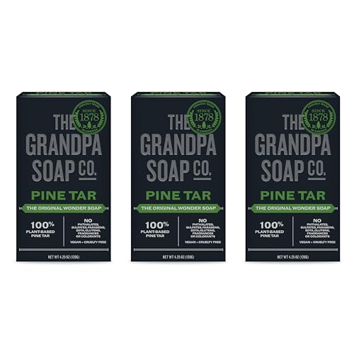 Pine Tar Bar Soap by The Grandpa Soap Company | The Original Wonder Soap | 3-in-1 Cleanser, Deodorizer & Moisturizer | 4.25 Oz. Each 3 Pack
