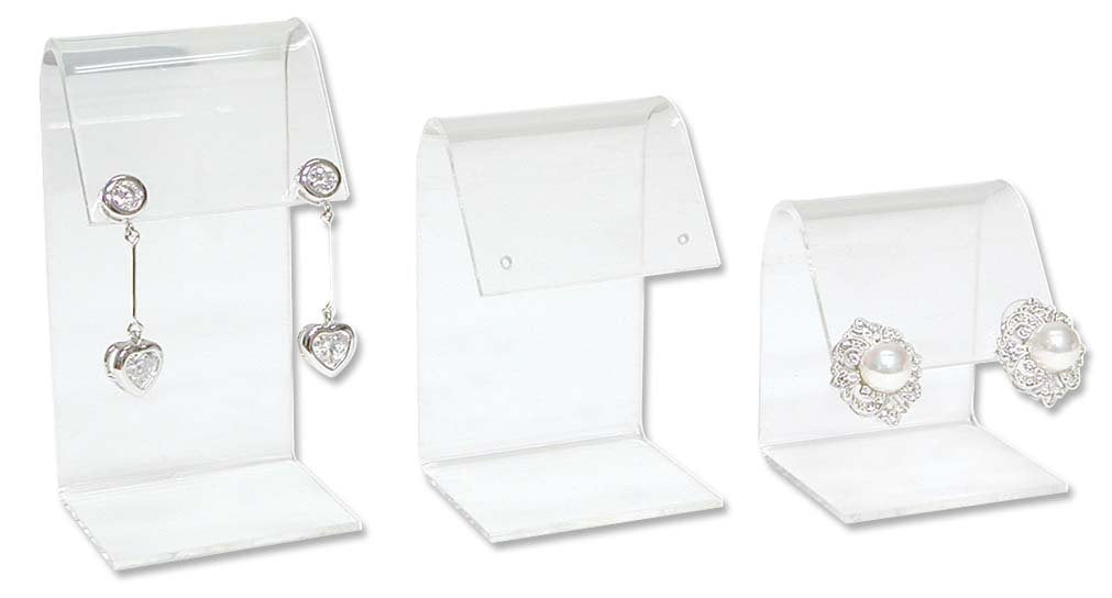 Acrylic Clear Curved Top Earring Display 3 Piece Set