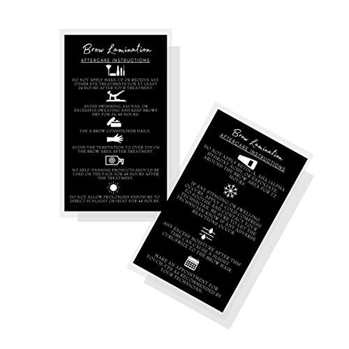 Brow Lamination Aftercare Instruction Cards | 50 Pack | 2x3.5” inches Business Card Size | Starter Lift Kit At Home DIY Brow Lift and Tint | Snatched