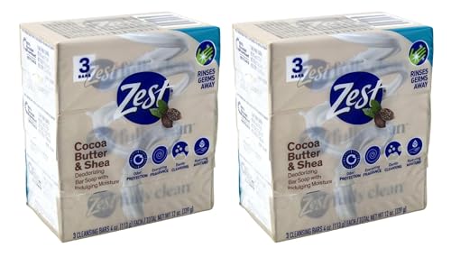 Zest Bath Bars, Cocoa Butter & Shea, 4 oz bars, 3 ea (Pack of 2)