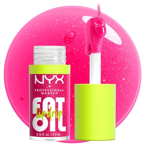 NYX PROFESSIONAL MAKEUP Fat Oil Lip Drip, Moisturizing Lip Oil Gloss, Vegan Tinted Formula, Up to 12 HR Hydration - Supermodel (Shimmering Magenta)