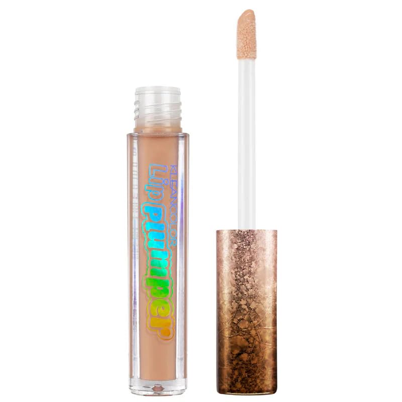 Kleancolor Lip Plumper Gloss - 01 Cream Tan | Hydrating & Plumping Lip Gloss | High-Shine Finish | Smooths Fine Lines | Coconut Scent