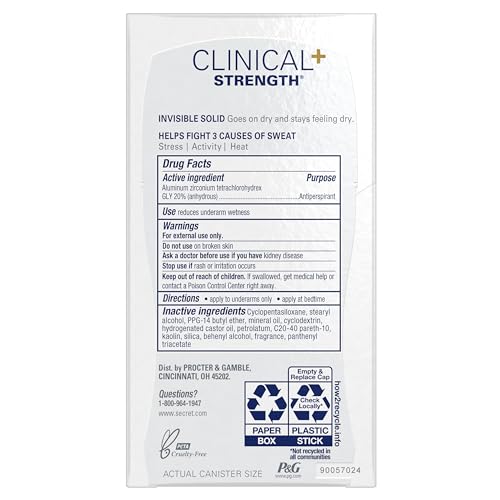 Secret Clinical Strength Soft Solid Antiperspirant and Deodorant for Women, Free & Sensitive, 1.6 oz, Pack of 3