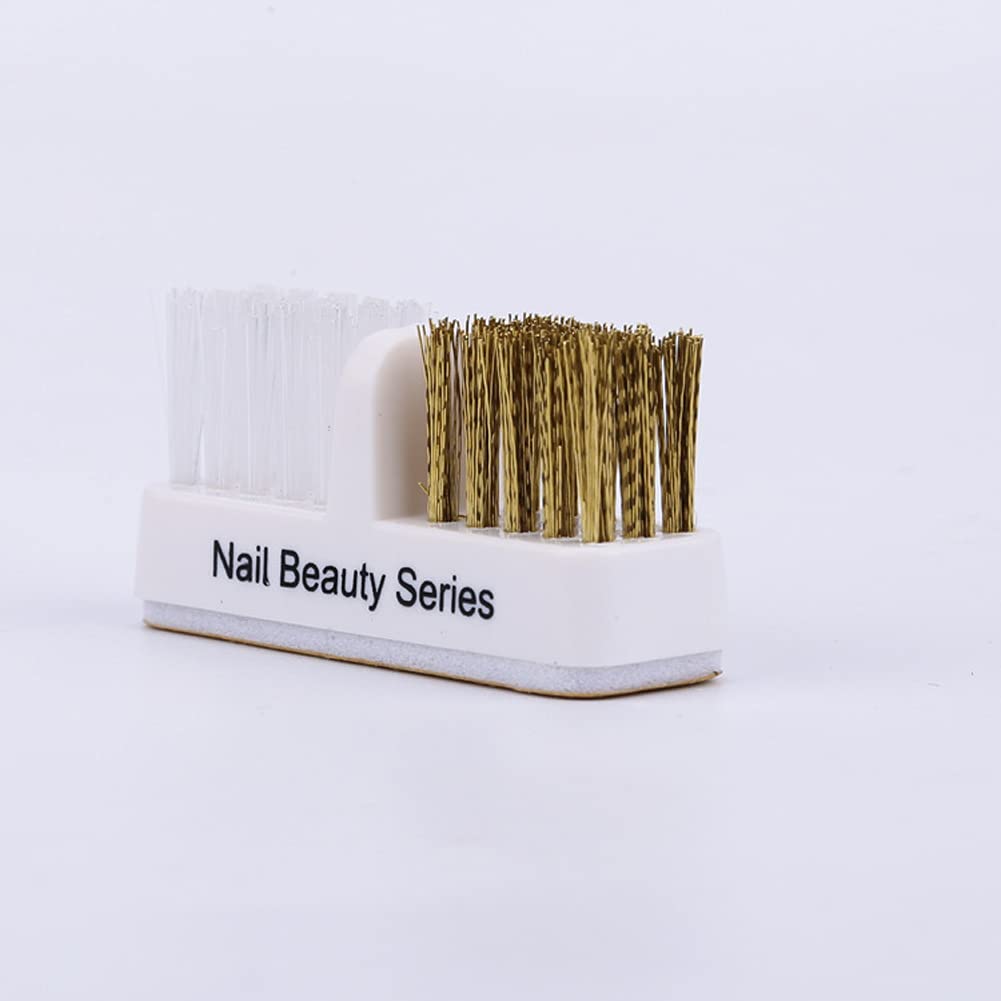 2Pcs Nail Art Drill Bit Cleaning Brushes 2-in-1 Copper and Soft Brushes Nail Art Tools for Nail Salon or Home Use, White
