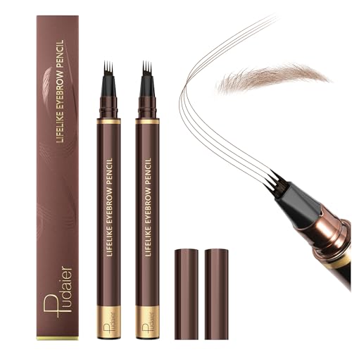 2 Pack Eyebrow Pen, Waterproof Microblading Eyebrow Pencil, 4 Tip Precise Eye Brow Makeup Pen for Women to Effortlessly Create Hair Like Natural Beauty and Personal Care Espoce Default Title