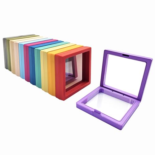 Ailison 12PCS 3D Floating Frame Display Stand, Jewelry Box, Gift Box, Ornament Organizer, Small Travel Jewelry Box, PE Film Anti-Oxidation, Suspended…