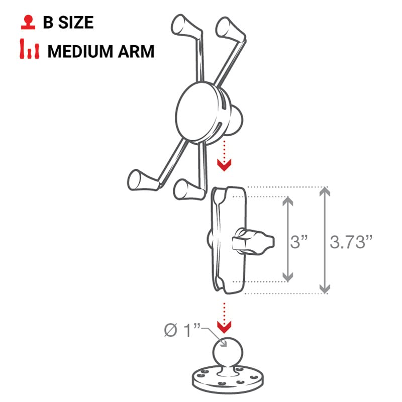 RAM MOUNTS X-Grip Large Phone Mount with Drill-Down Base RAM-B-138-UN10 with Medium Arm