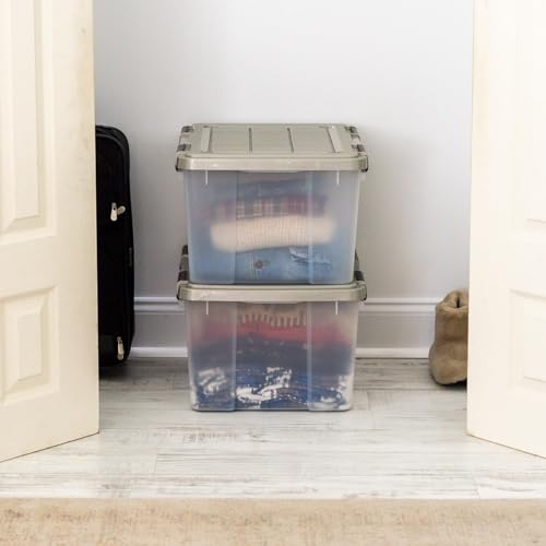 IRIS USA 44 Qt Storage Bins with Gasket Seal Lid, 2 Pack - BPA-Free, Heavy Duty Moving Containers Tight Latch, Weather Proof Tote, WEATHERPRO…