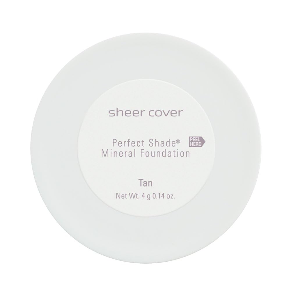 Sheer Cover Perfect Shade Mineral Foundation Makeup Kit w/ Free Brush - Tan Shade - Best Full Coverage Foundation (4 Grams)