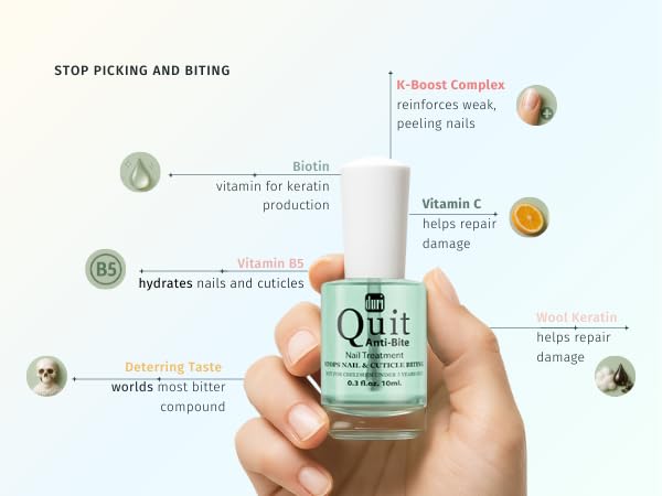 duri Quit Anti Bite, Stops Nail and Cuticle Biting and Sucking, Bitter Taste, Nail Care, for Ages 3+ (0.3 fl.oz. 10 ml.) Beauty & Personal Care duri