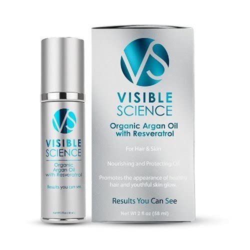 Visible Science Argan Oil Anti Aging Hair Serum - Hair Moisturizer to Repair Damaged Hair with Resveratrol - Antioxidants - Astaxanthin - Organic