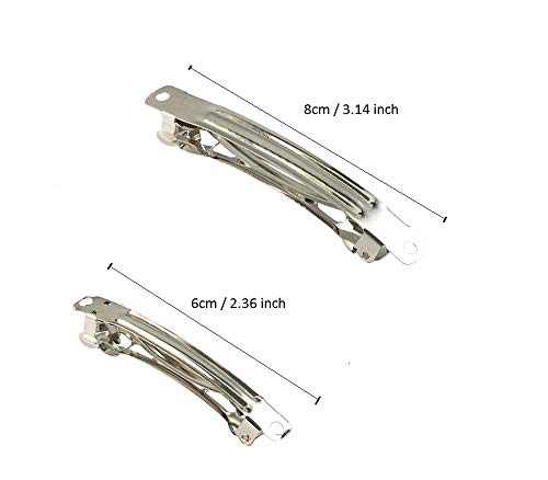 20pcs Assorted Size Metal Silver French Barrette Hair Clips for DIY Hair Clip Craft Bows